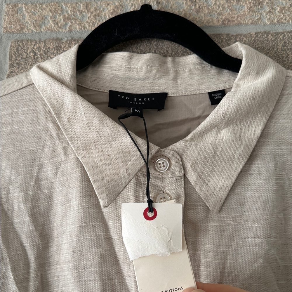 Ted Baker SHIRT DRESS WITH BELT Classic Neutral Rayon Linen - Picture 4 of 13